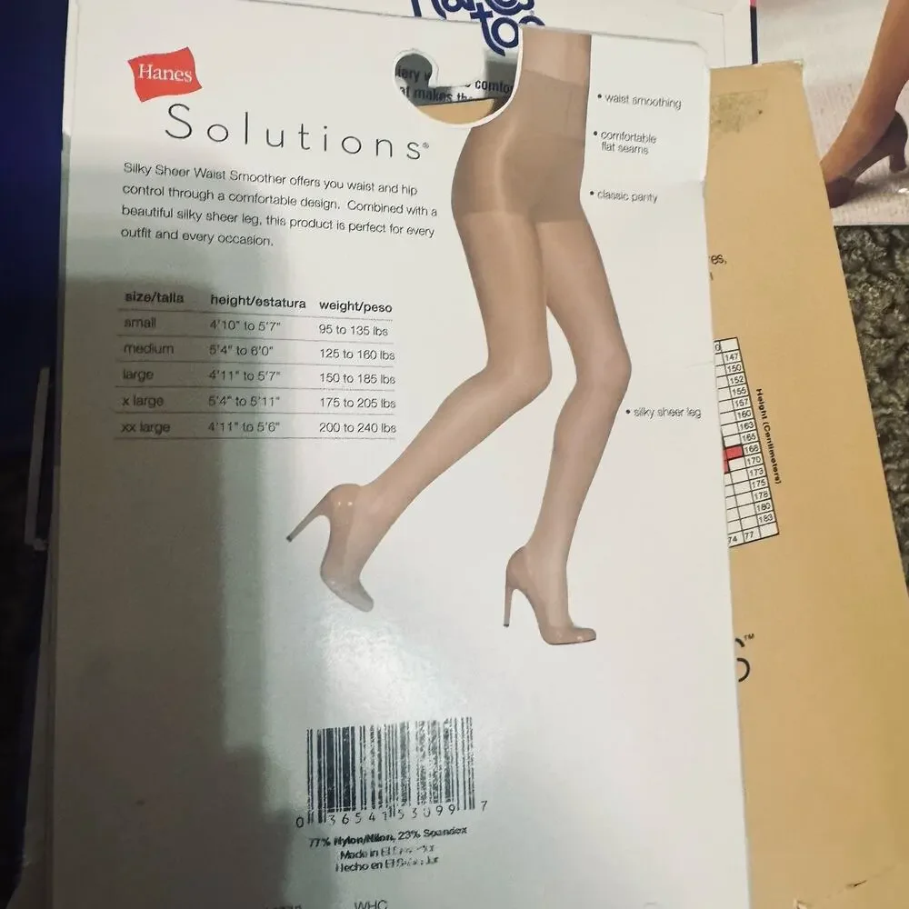 NOS Vintage Hanes Too Pantyhose Lot Sz A/B M White Cream Textured Burlington